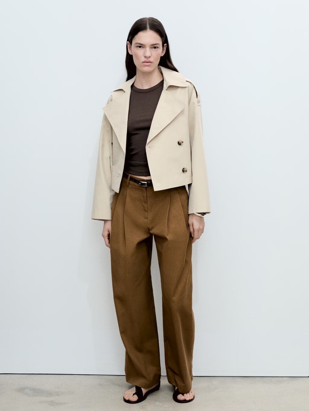 Nwt Mango DOUBLE-BREASTED CROPPED TRENCH COAT